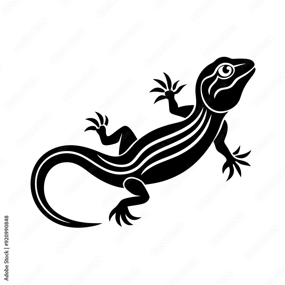 Naklejka premium Lizard Vector Illustration - Cartoon Clipart and Line Art Design