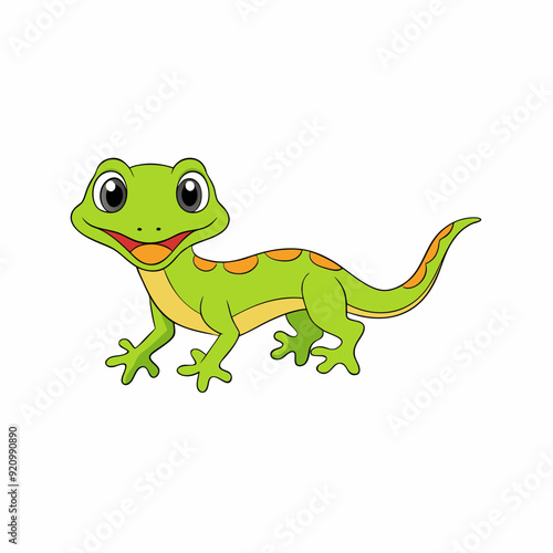 Lizard Vector Illustration - Cartoon Clipart and Line Art Design