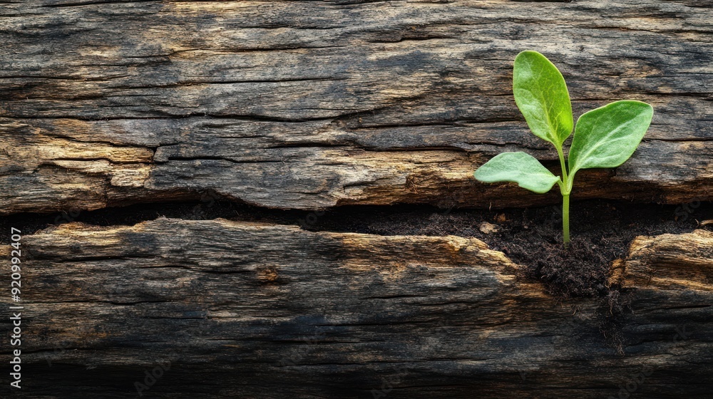 Naklejka premium New Life Emerging from Old Wood