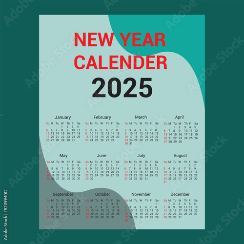 New Calender New year 2025 Template Table Calender design month calender