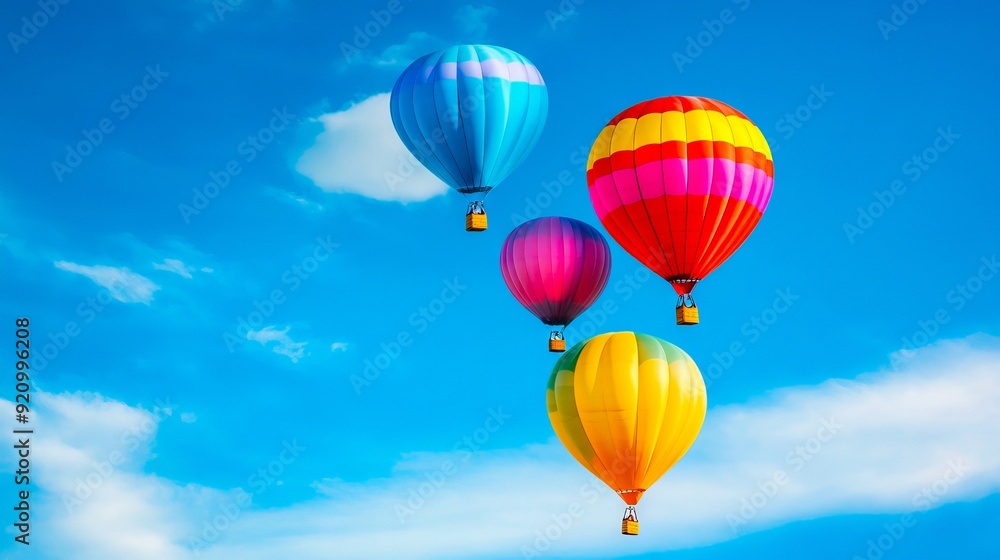 Obraz premium A group of colorful hot air balloons flying in the sky
