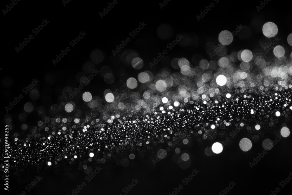 Fototapeta premium Blurred silver bokeh on black background