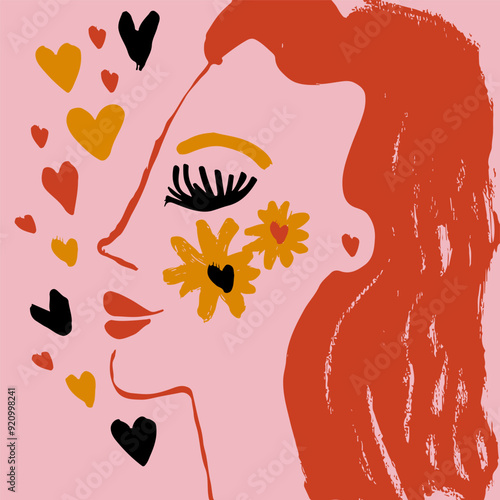 Vector quirky crying valentine's heart, groovy cute comic character. Boho doodle modern print, funny hand-drawn playful art