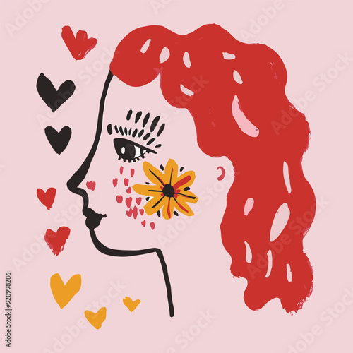 Vector quirky crying valentine's heart, groovy cute comic character. Boho doodle modern print, funny hand-drawn playful art