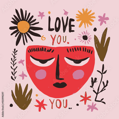 Vector quirky crying valentine's heart, groovy cute comic character. Boho doodle modern print, funny hand-drawn playful art