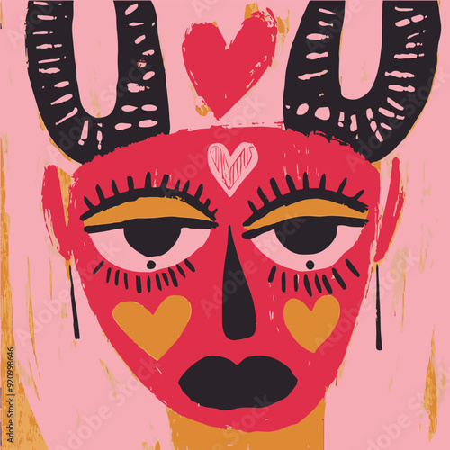Vector quirky crying valentine's heart, groovy cute comic character. Boho doodle modern print, funny hand-drawn playful art