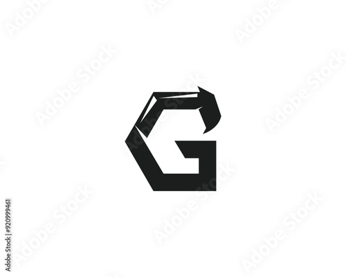 Letter G Construction Excavator Mining Logo. Template Minimalist Alphabet Vector Design