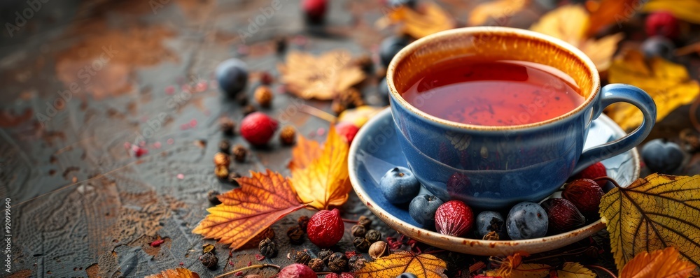Warm cup of autumn herbal infusion Warm cup of autumn herbal infusion