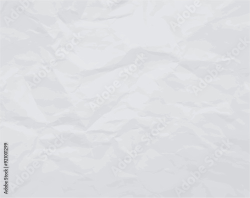 Wrinkled paper background. Realistic white empty banner with crumpled texture effect. Blank notepad page with copy space
