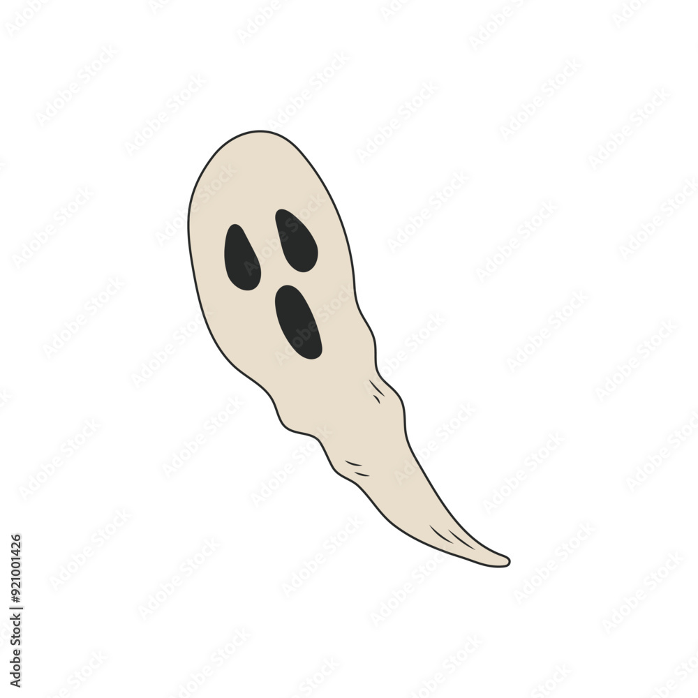 Retro ghost flies Halloween. Isolated on white vector Retro ghost flies Halloween. Isolated on white vector