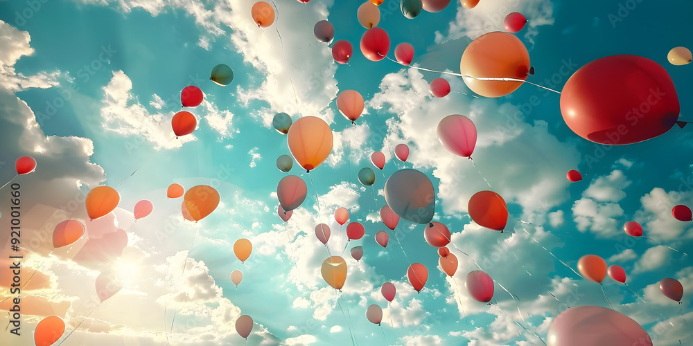 Balloons floating in the air on a sunny day Balloons floating in the air on a sunny day