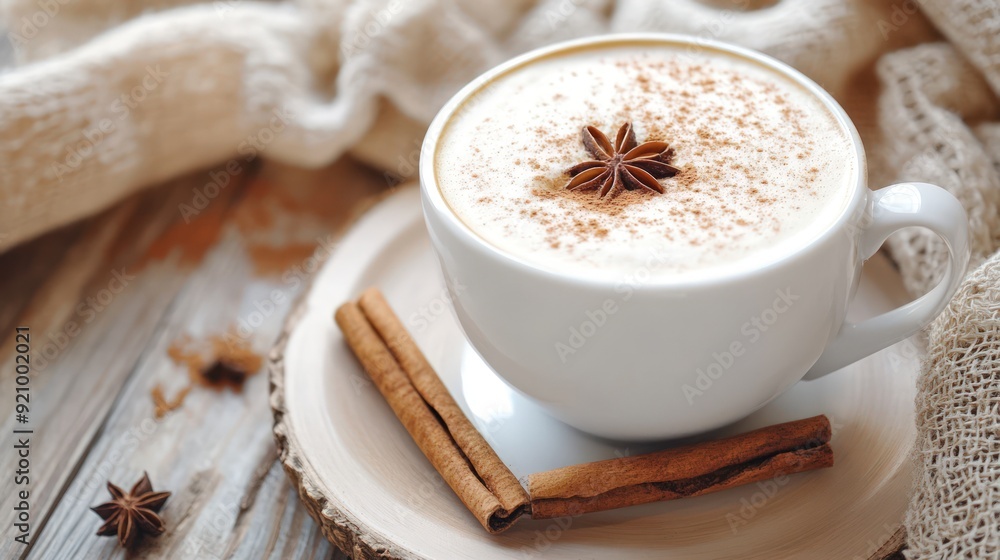 Warm Cup of Coffee with Cinnamon and Star Anise Warm Cup of Coffee with Cinnamon and Star Anise