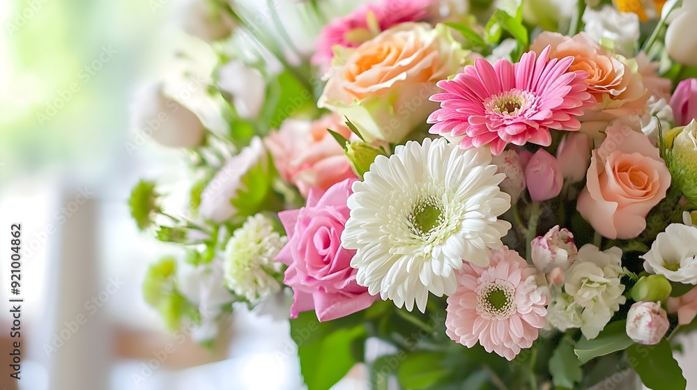 Obraz premium Vibrant Floral Arrangement Brightens Monday Morning with Cheerful Elegance