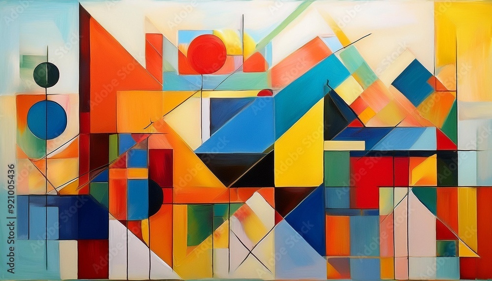 Fototapeta premium An abstract painting with bold colors and geometric shapes