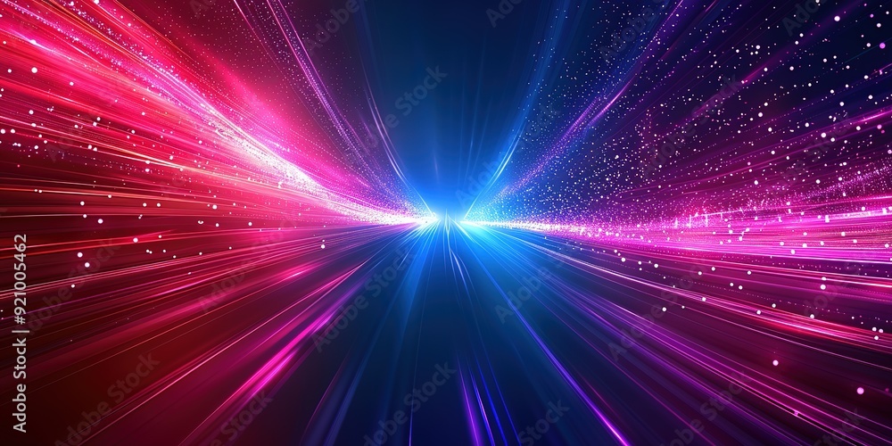 Abstract blue and red glowing lines with white dots. Abstract blue and red glowing lines with white dots.