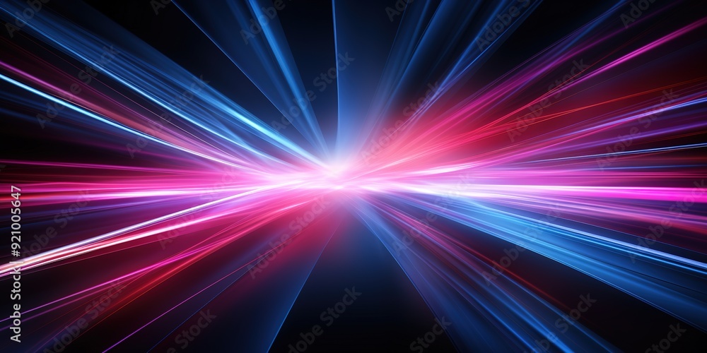 Abstract blue and red light streaks converging in the center. Abstract blue and red light streaks converging in the center.
