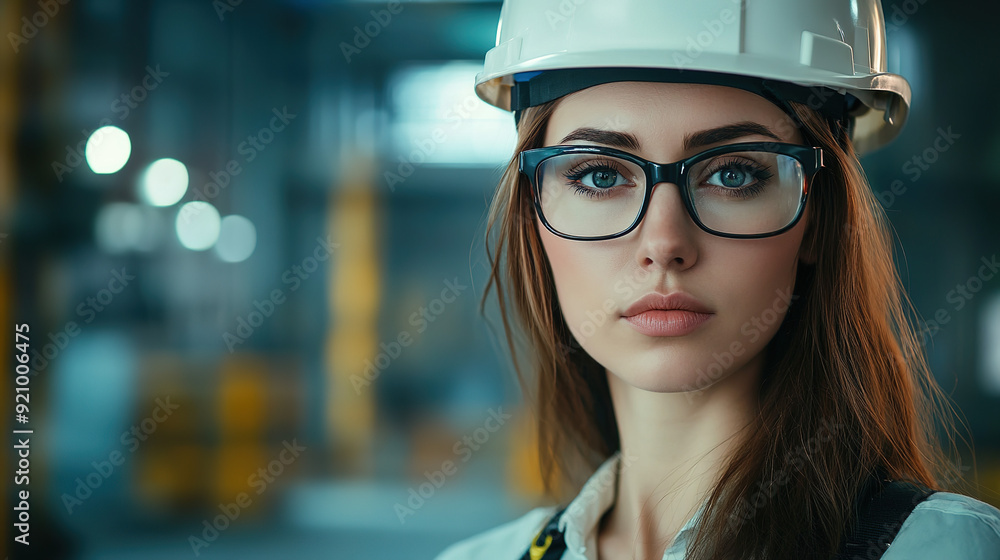 Industrial worker in safety glasses and a white hard hat, portrayed in a cinematic eye-level shot with accent lighting, working in a realistic industrial setting. Industrial worker in safety glasses and a white hard hat, portrayed in a cinematic eye-level shot with accent lighting, working in a realistic industrial setting.