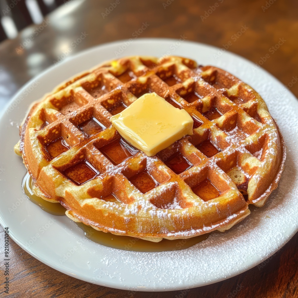 Delicious Waffle with Syrup and Butter Delicious Waffle with Syrup and Butter