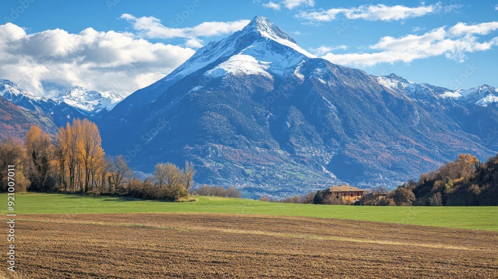 Fototapeta premium Mountainous Landscape with a Small House