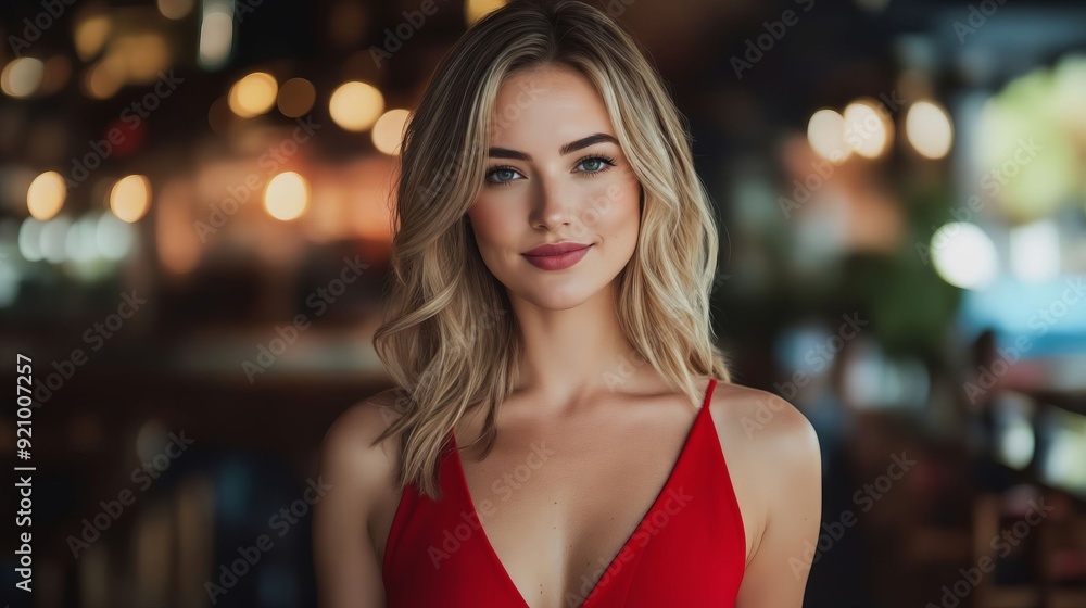 A woman in a red dress posing for a picture A woman in a red dress posing for a picture