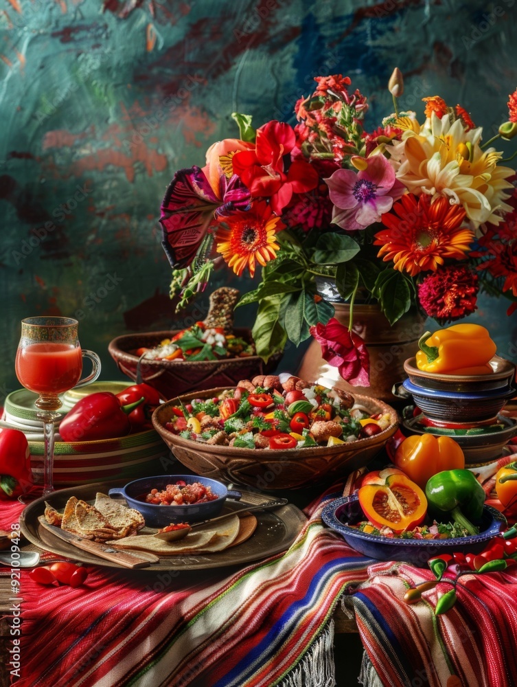 Fototapeta premium Beautifully presented traditional Mexican food.