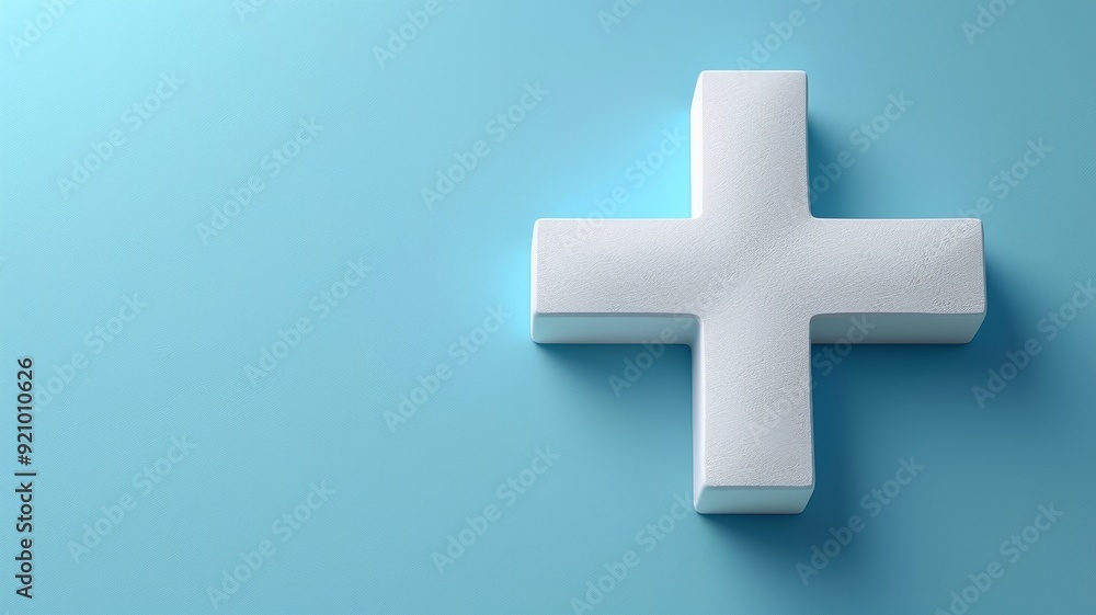 A white medical cross symbol on a soft blue gradient background A white medical cross symbol on a soft blue gradient background