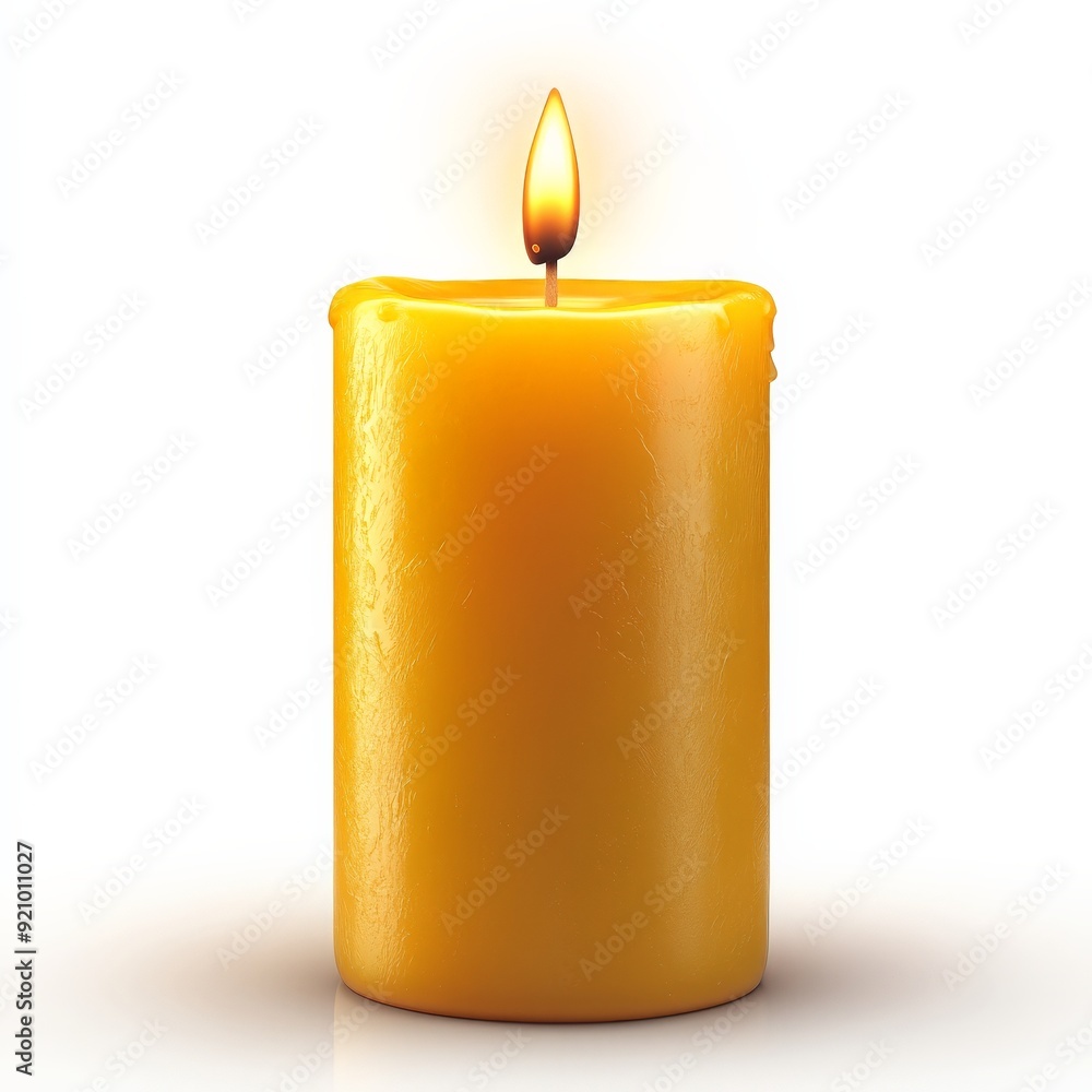 A single candle clipart, decor element, lit flame, warm glow, isolated on white background. A single candle clipart, decor element, lit flame, warm glow, isolated on white background.