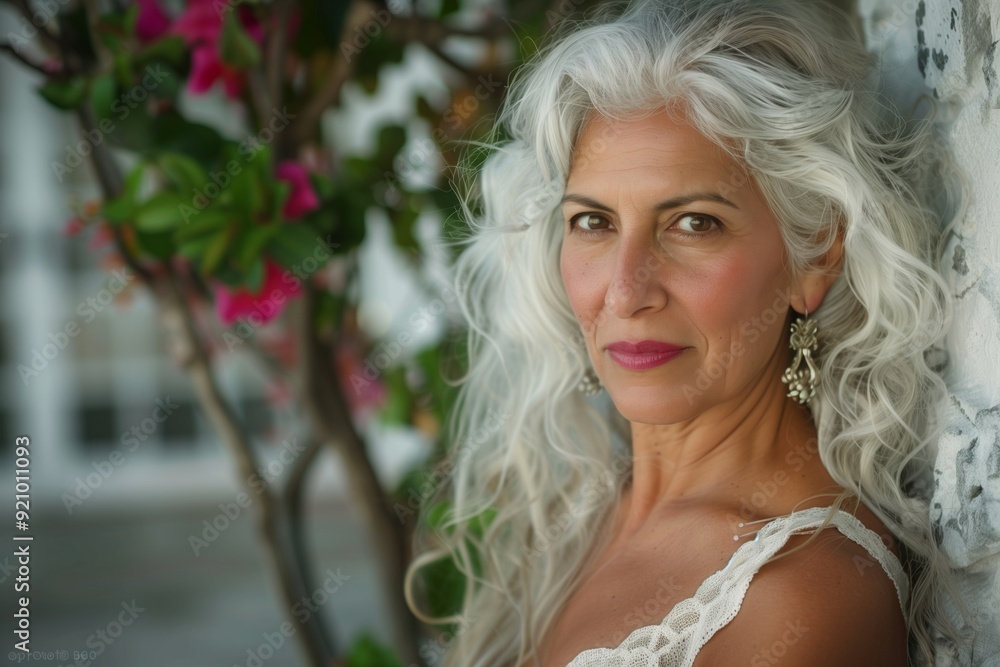 Gorgeous attractive older woman looking at camera Gorgeous attractive older woman looking at camera