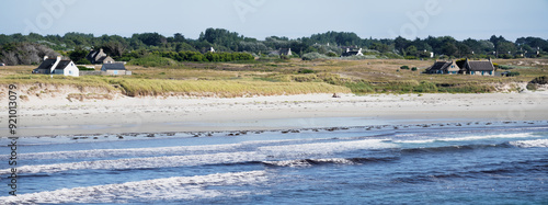 Pors Carn beach panorama, Brittany, France photo