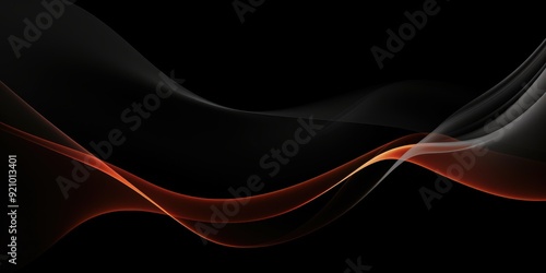 Abstract Orange and Gray Waves on a Black Background