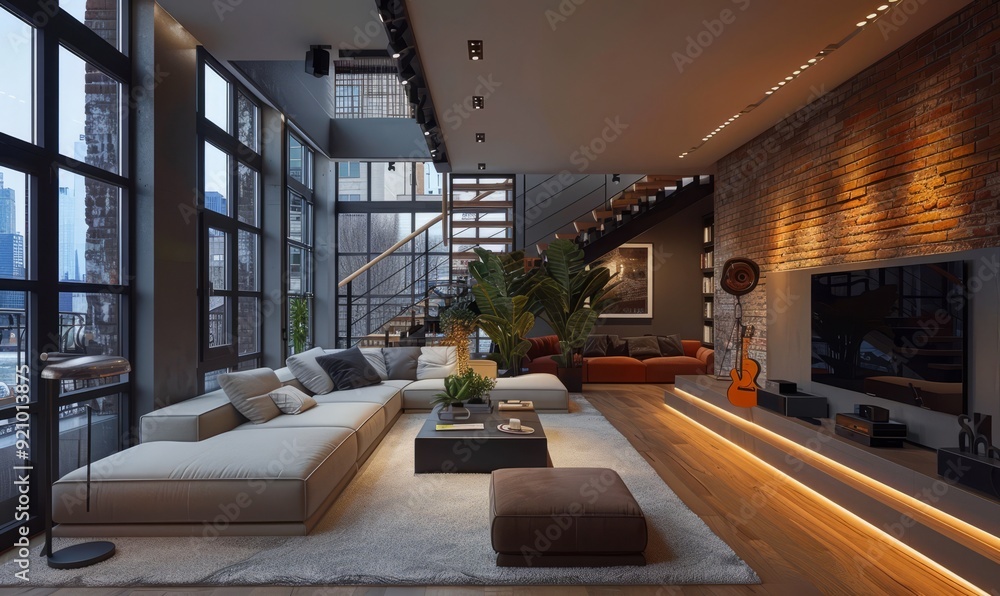 Contemporary urban apartment with smart technology. Contemporary urban apartment with smart technology.