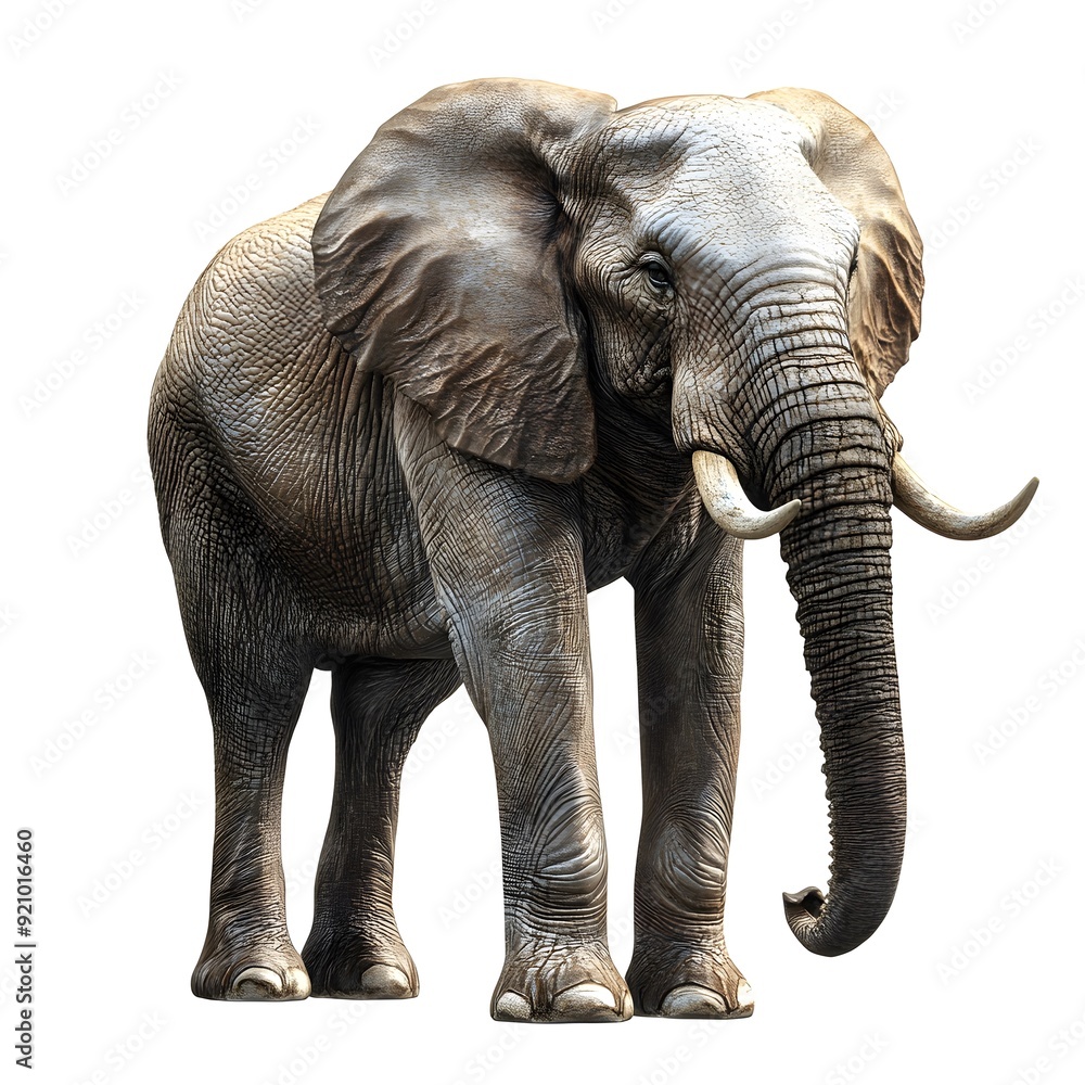 Fototapeta premium Majestic African Elephant on White