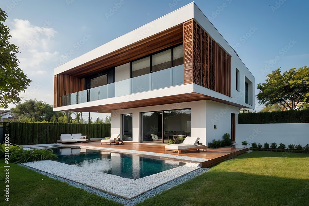 modern luxury minimalist cubic house with wooden cladding and white walls modern luxury minimalist cubic house with wooden cladding and white walls