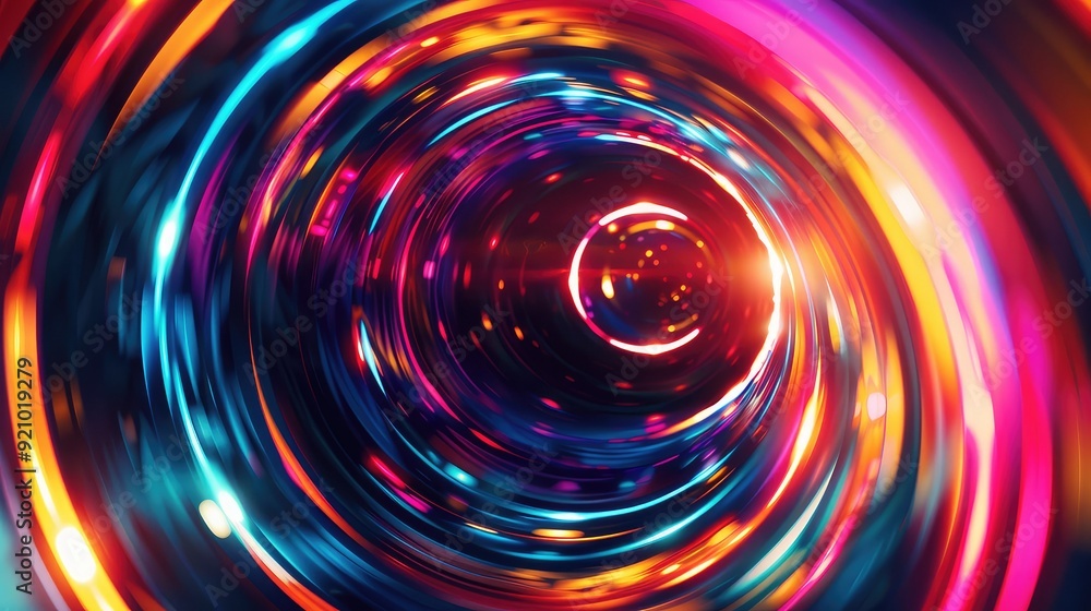 Abstract swirling neon lights create a mesmerizing tunnel of vibrant color and energy. Abstract swirling neon lights create a mesmerizing tunnel of vibrant color and energy.