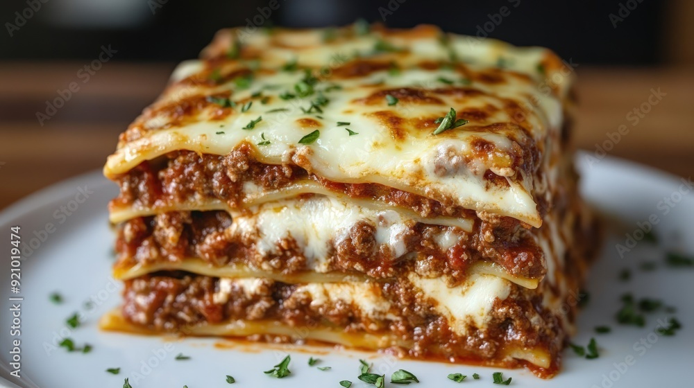 Delicious Lasagna with Melted Cheese and a Sprinkle of Parsley Delicious Lasagna with Melted Cheese and a Sprinkle of Parsley
