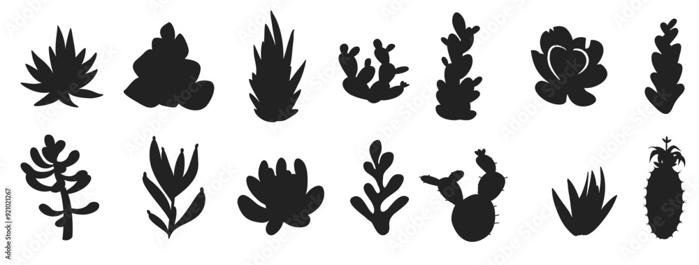 set succulents cactus silhouettes collection set succulents cactus silhouettes collection