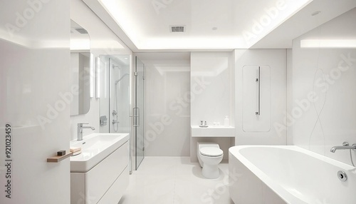 Wallpaper Mural A classic hotel bathroom dominated by white tones.

 Torontodigital.ca