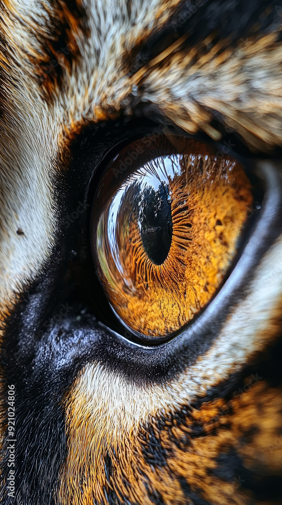 トラの強烈なゴールデンアイのクローズアップ