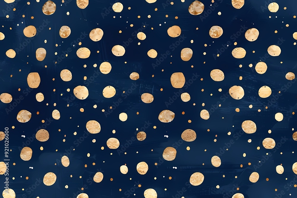 Abstract Gold Dots on Navy Blue Background Abstract Gold Dots on Navy Blue Background