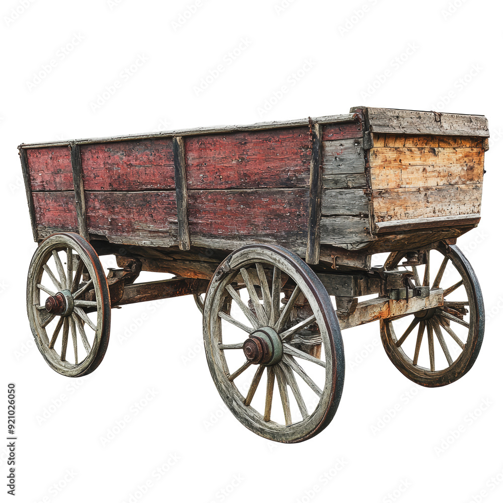 Fototapeta premium PNG Outdoor display of vintage wooden cart
