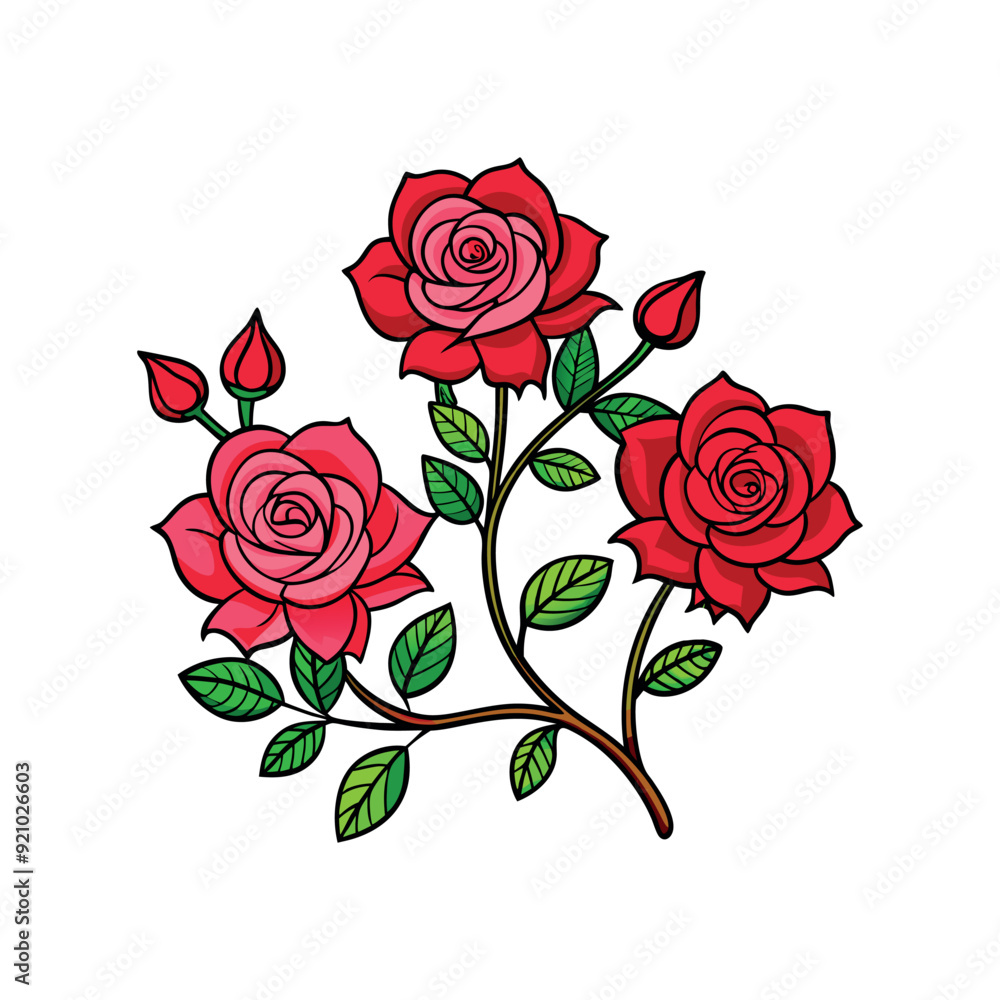 Vector rose clipart design template illustration Vector rose clipart design template illustration