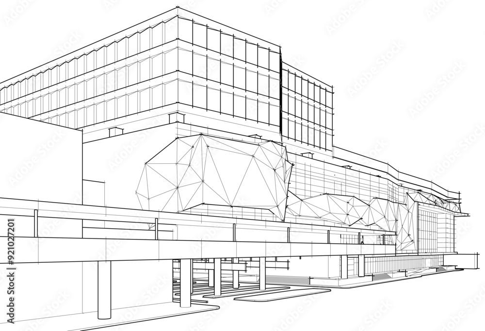 3d rendering sketch of modern building 3d rendering sketch of modern building