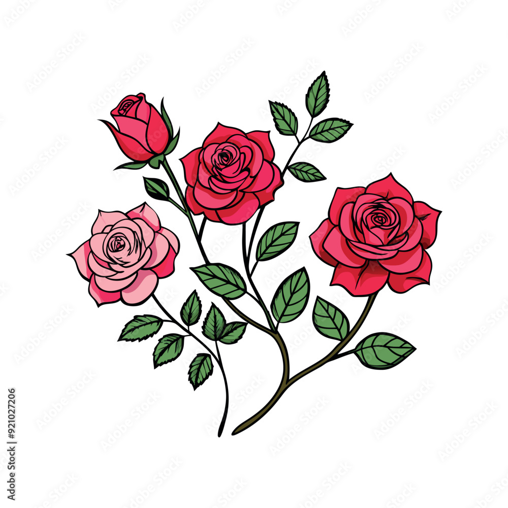Vector rose clipart design template illustration Vector rose clipart design template illustration