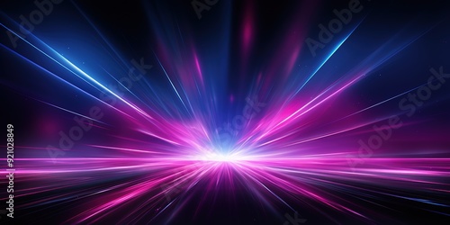 Abstract purple and blue light streaks converging in the center, creating a futuristic background.