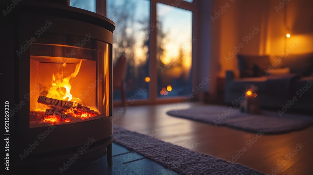 Warmth and Comfort of a Fireplace in a Cozy Living Room Warmth and Comfort of a Fireplace in a Cozy Living Room