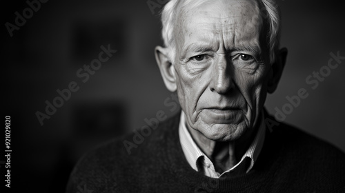 A man with a gray hair is looking at the camera