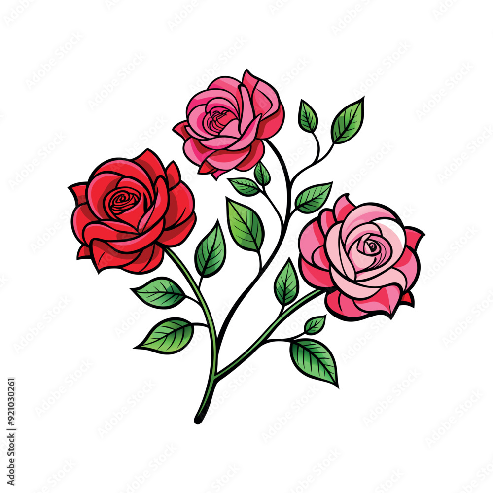 Vector rose clipart design template illustration Vector rose clipart design template illustration