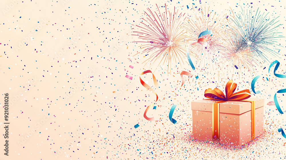 New Year Gift Box Wrapped in Shiny Ribbon for a Joyful Countdown Event New Year Gift Box Wrapped in Shiny Ribbon for a Joyful Countdown Event