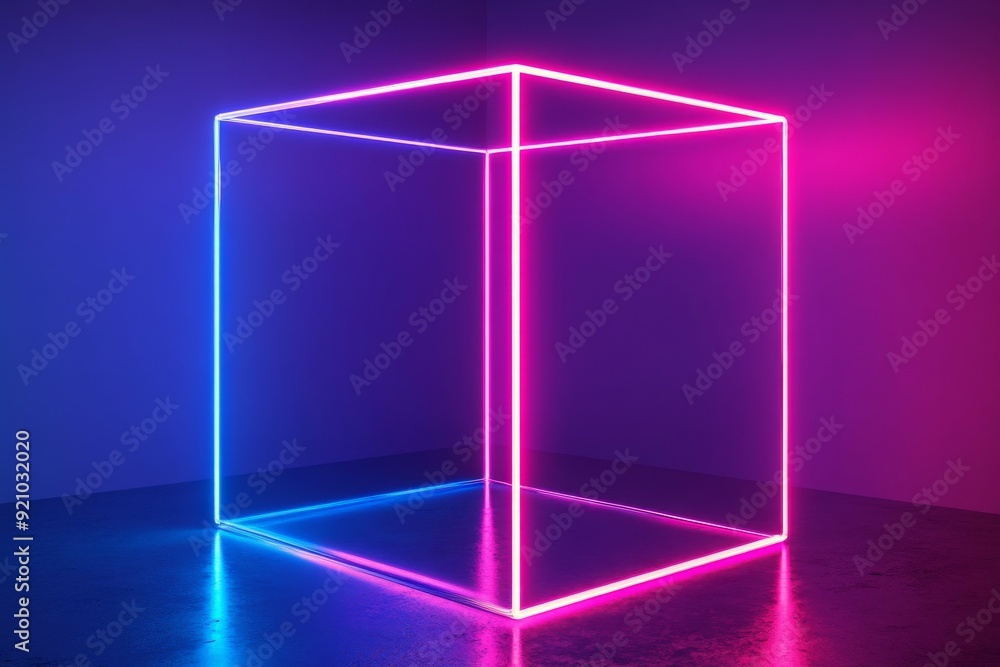 Horizontal image of a transparent geometrical glowing abstract shape Horizontal image of a transparent geometrical glowing abstract shape
