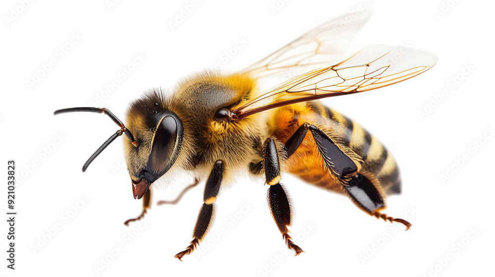close up of a bee isolated on white and transparent background close up of a bee isolated on white and transparent background